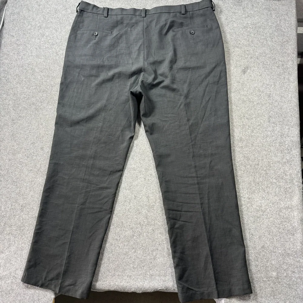 Haggar Mens Dress Pants 44x29 Charcoal Grey Flat Front Lightweight